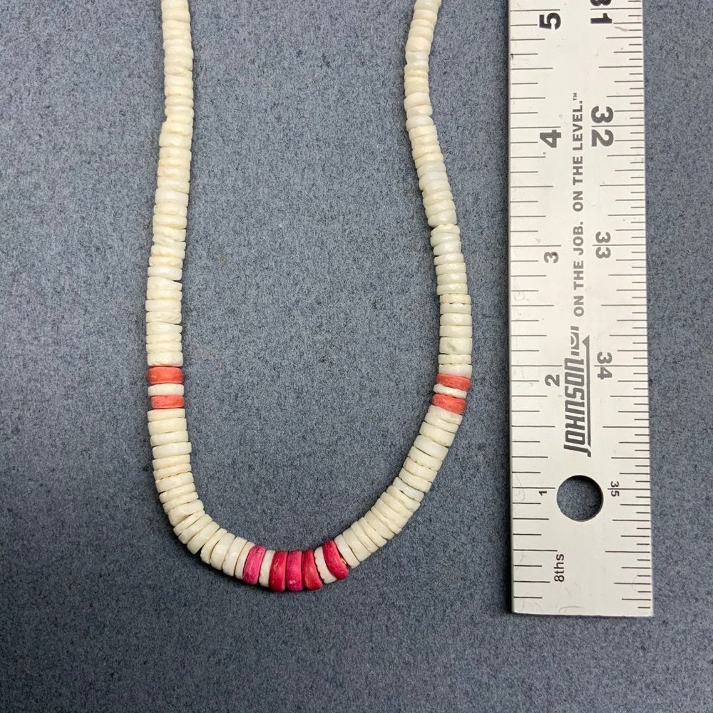 Pooka Puka Shell Necklace White Salmon Pink Barbie Silver Screw Soft Girl Beach - Picture 6 of 7